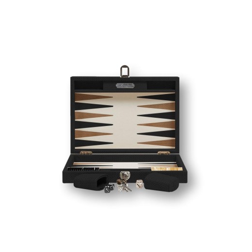 Backgammon en Cuir - Effet Chaîne - Format Medium