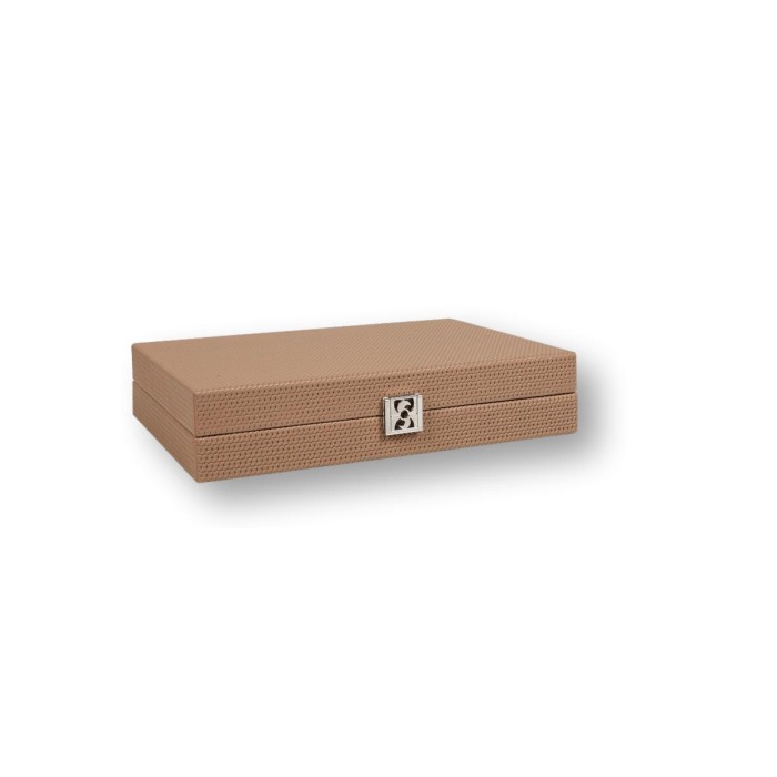 Backgammon en Cuir - Effet Chaîne - Format Medium