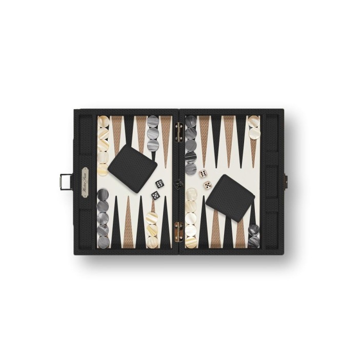 Backgammon en Cuir - Effet Chaîne - Format Small