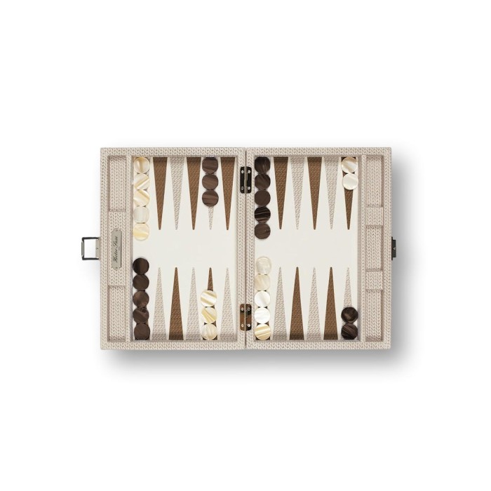 Backgammon en Cuir - Effet Chaîne - Format Small