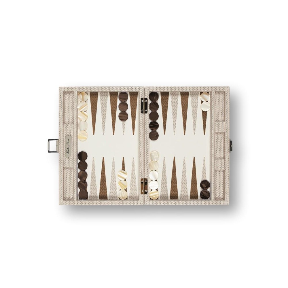 Backgammon en Cuir - Effet Chaîne - Format Small