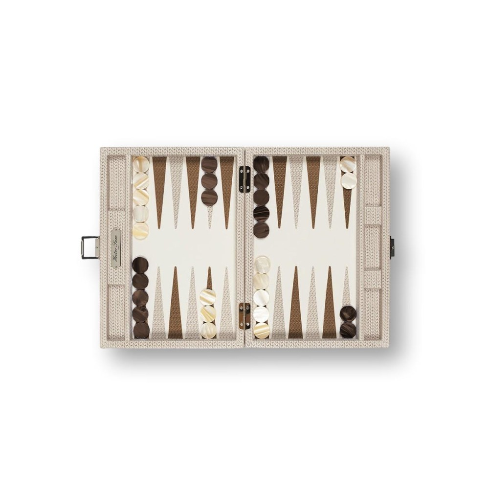 Backgammon en Cuir - Effet Chaîne - Format Small