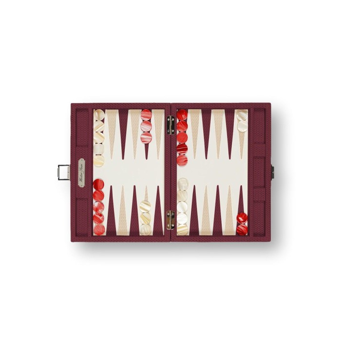 Backgammon en Cuir - Effet Chaîne - Format Small