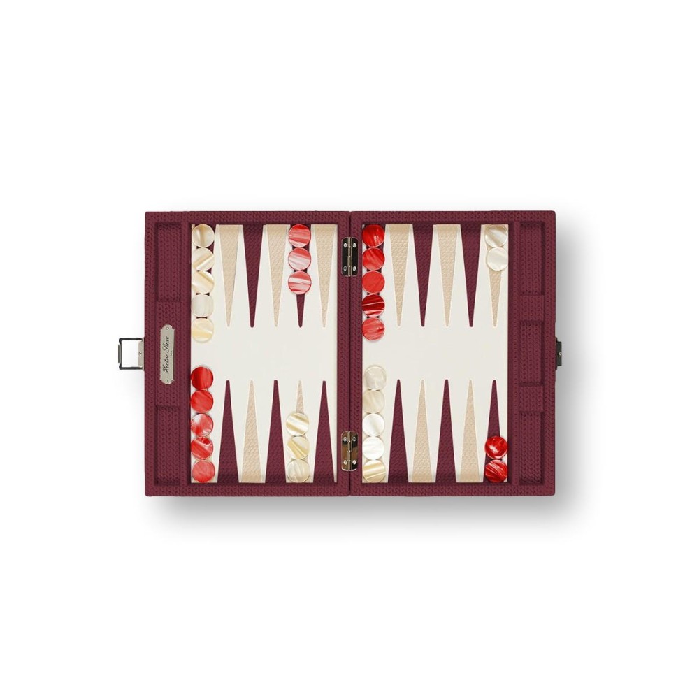 Backgammon en Cuir - Effet Chaîne - Format Small