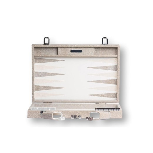 Backgammon en Cuir - Effet Galuchat - Format Large