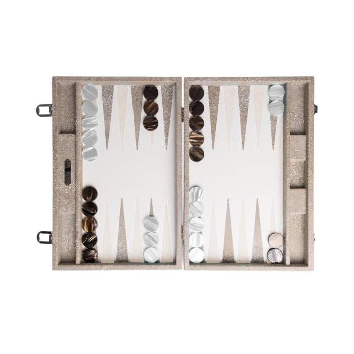 Backgammon en Cuir - Effet Galuchat - Format Large