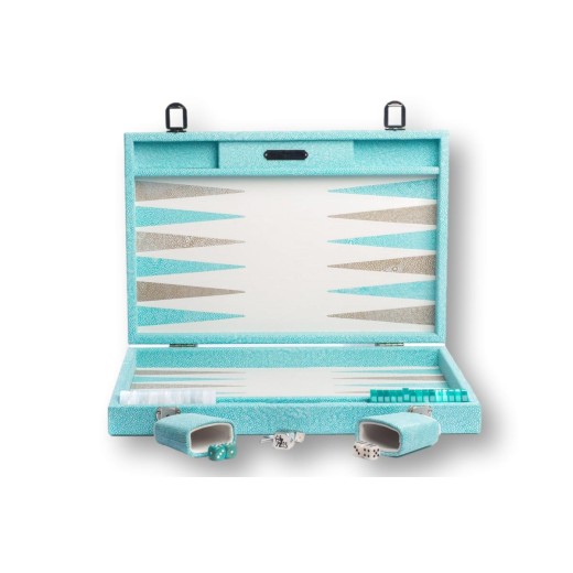 Backgammon en Cuir - Effet Galuchat - Format Large