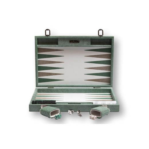 Backgammon en Cuir - Effet Galuchat - Format Large