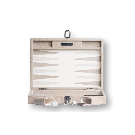 Backgammon en Cuir - Effet Galuchat - Format Medium