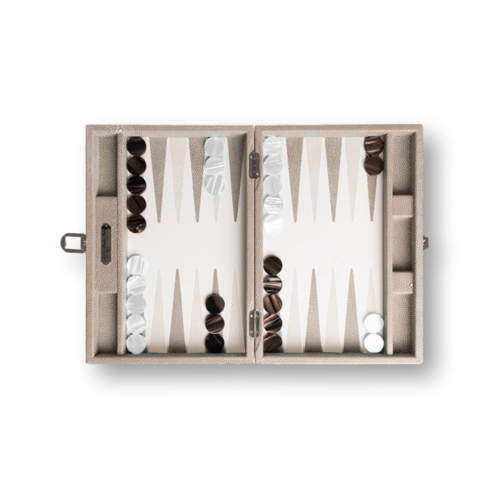 Backgammon en Cuir - Effet Galuchat - Format Medium