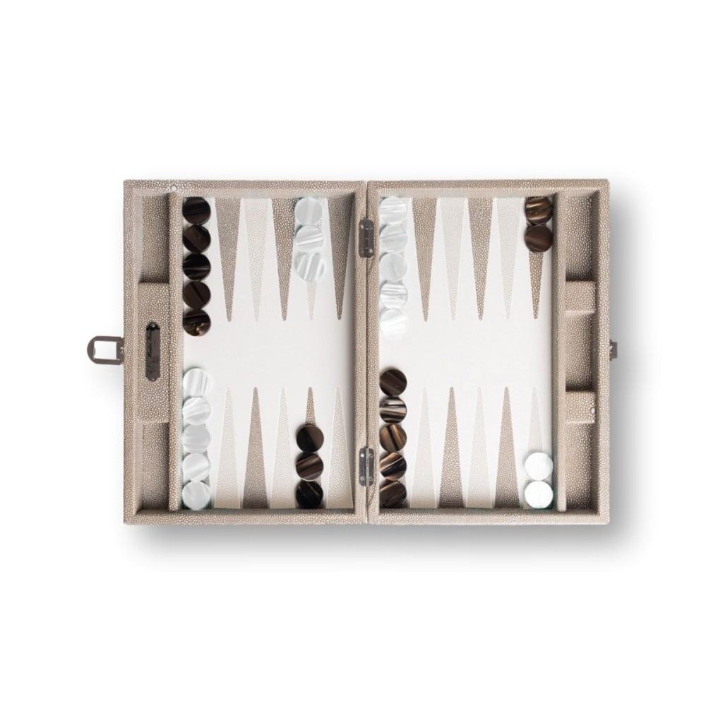 Backgammon en Cuir - Effet Galuchat - Format Medium