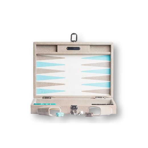 Backgammon en Cuir - Effet Galuchat - Format Medium