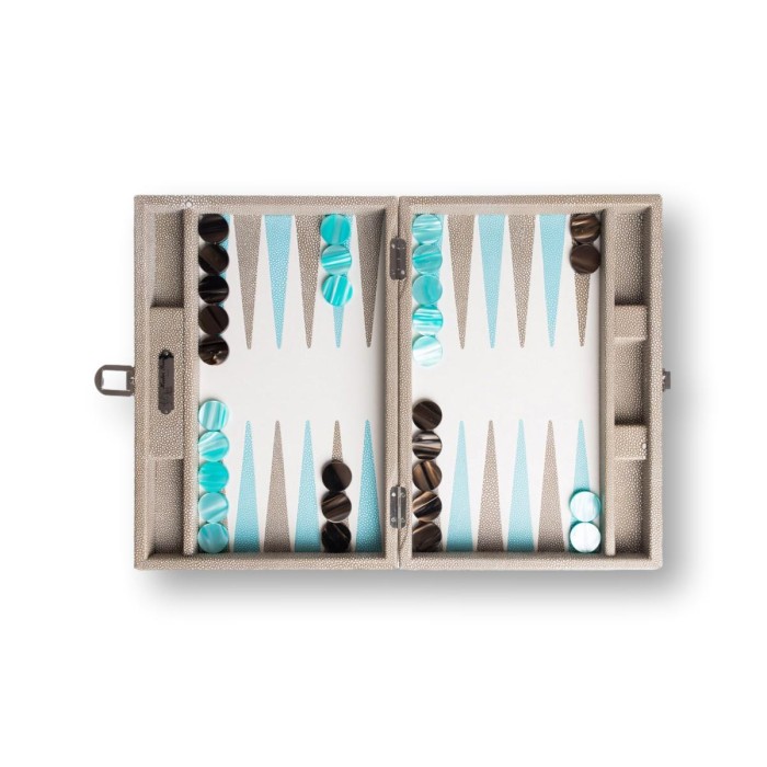 Backgammon en Cuir - Effet Galuchat - Format Medium