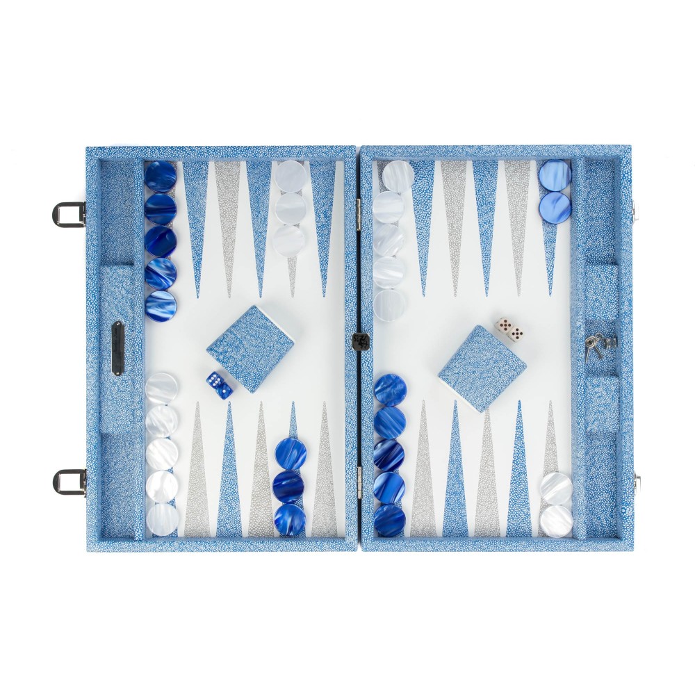 Backgammon en Cuir - Effet Galuchat - Format Medium