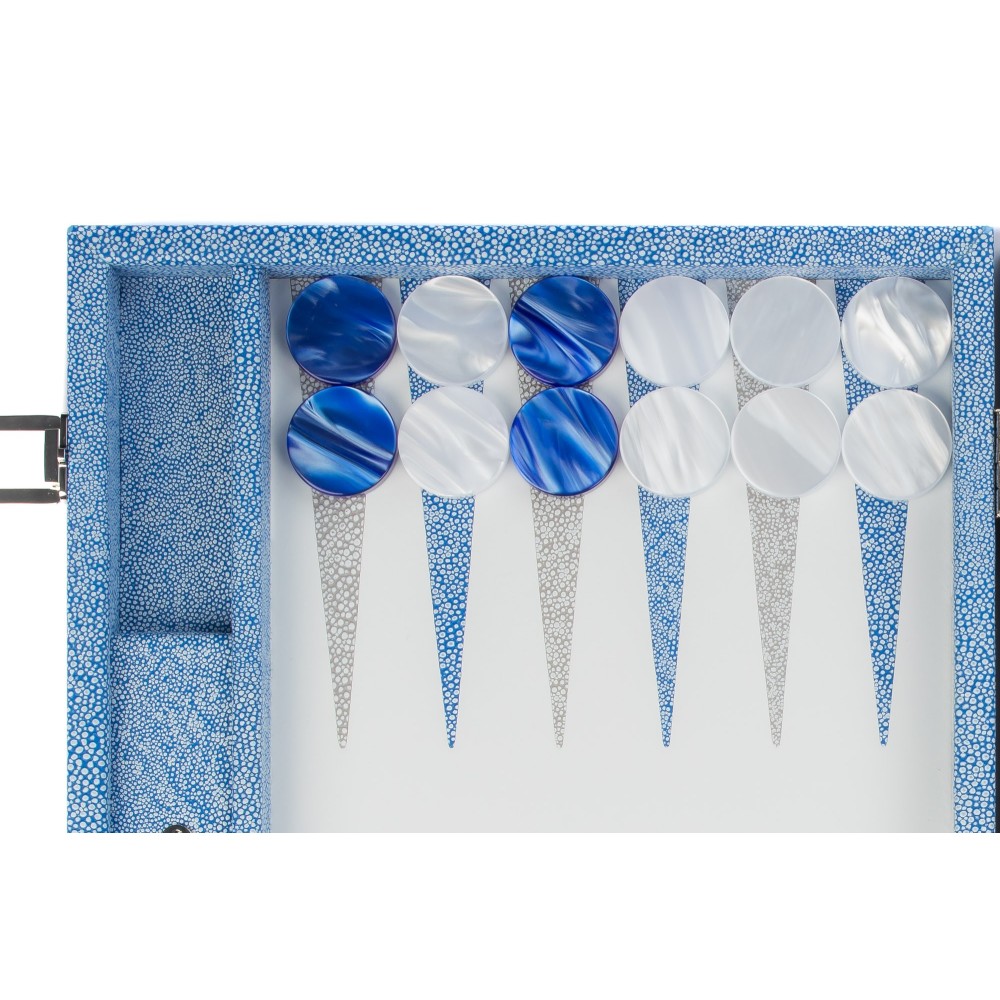 Backgammon en Cuir - Effet Galuchat - Format Medium