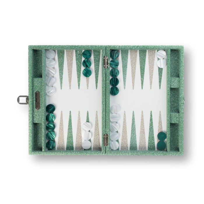 Backgammon en Cuir - Effet Galuchat - Format Medium