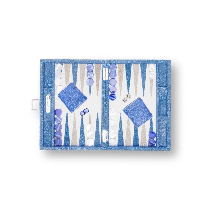 Backgammon en Cuir - Effet Galuchat - Format Small