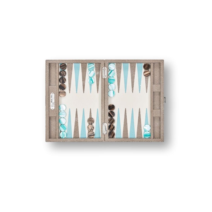 Backgammon en Cuir - Effet Galuchat - Format Small