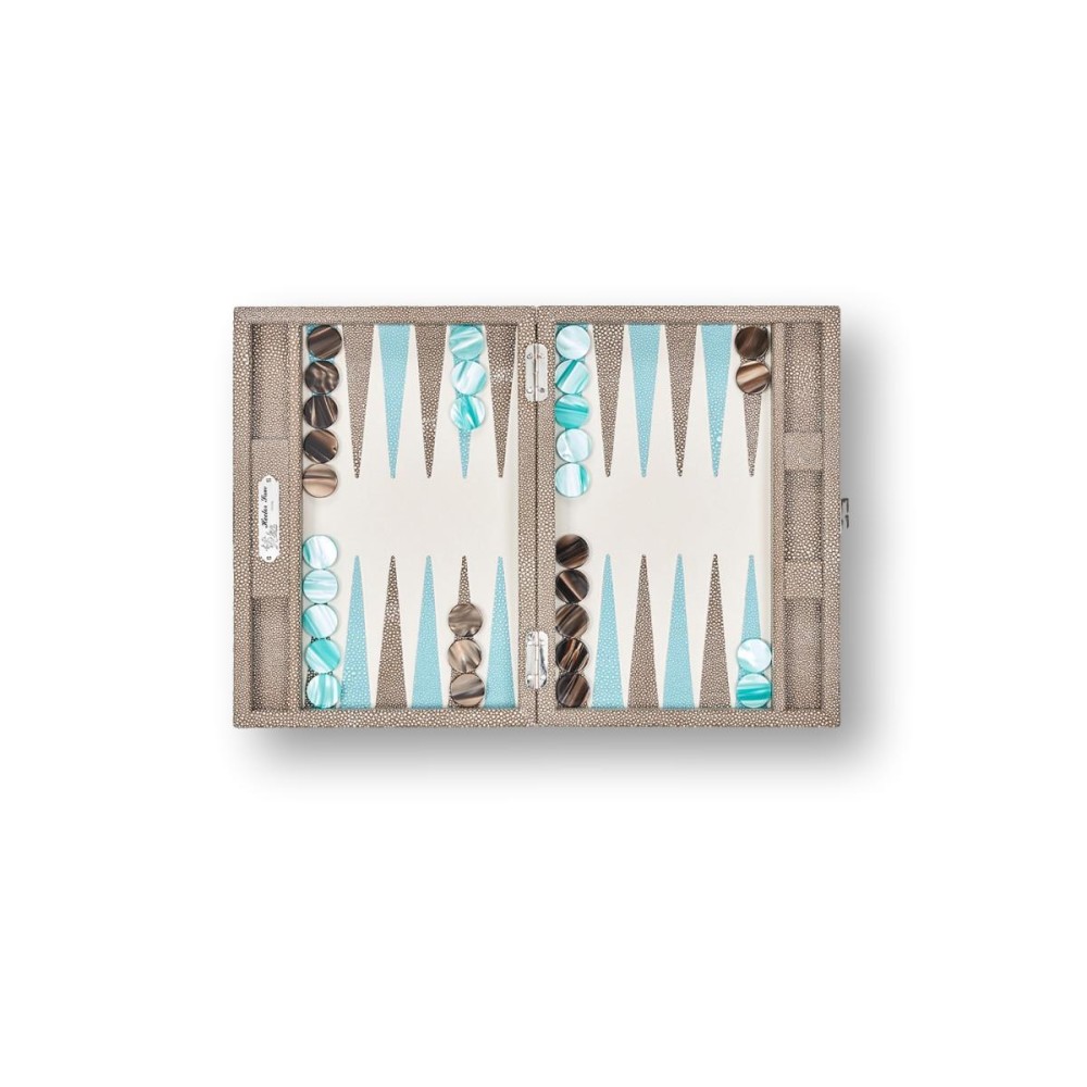 Backgammon en Cuir - Effet Galuchat - Format Small