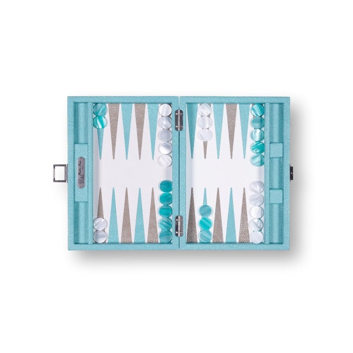Backgammon en Cuir - Effet Galuchat - Format Small