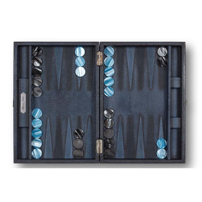 Backgammon en Cuir - Effet Patiné Galuchat - Format Médium