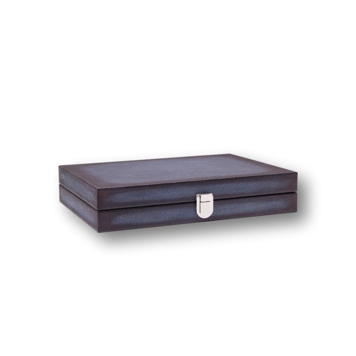 Backgammon en Cuir - Effet Patiné Galuchat - Format Médium
