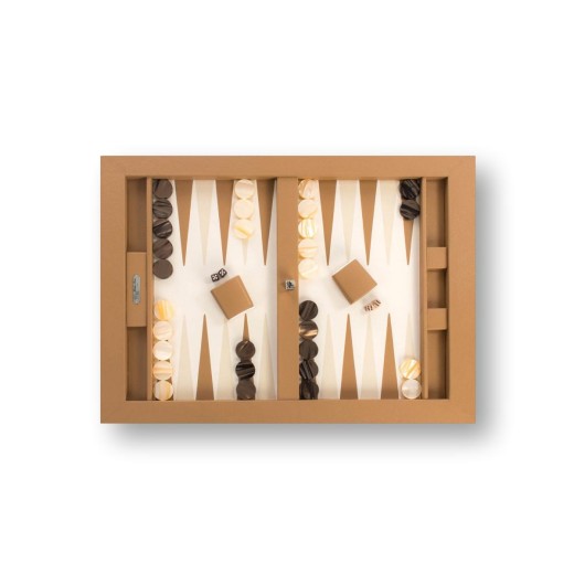 Plateau de Backgammon en Cuir - Effet Buffle