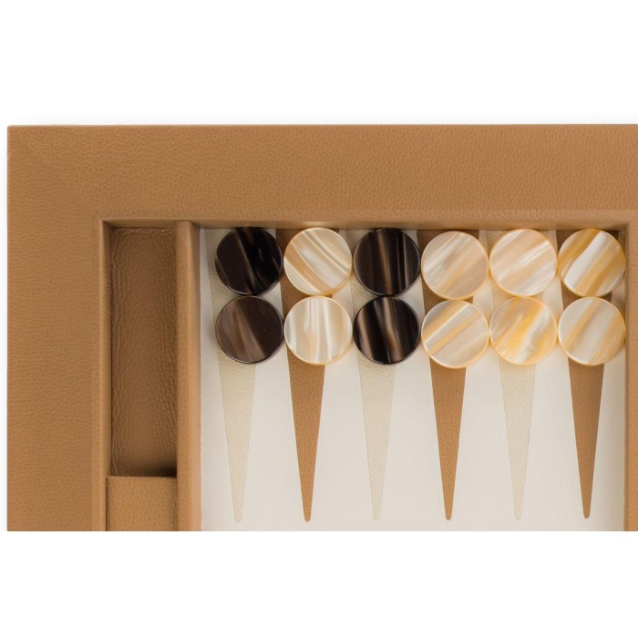 Plateau de Backgammon en Cuir - Effet Buffle