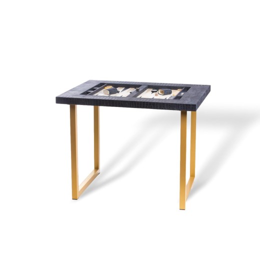 Table de Backgammon en Cuir - Effet Alligator - Pieds Métal en U