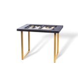 Table de Backgammon en Cuir - Effet Alligator - Pieds Métal en U
