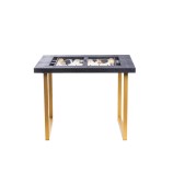 Table de Backgammon en Cuir - Effet Alligator - Pieds Métal en U