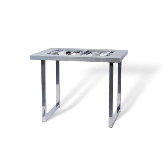 Table de Backgammon en Cuir - Effet Alligator - Pieds Métal en U