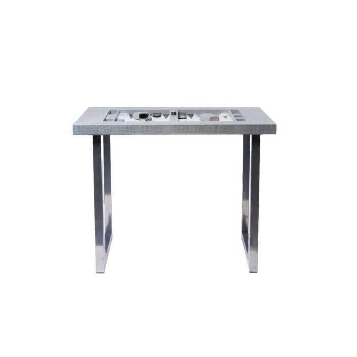 Table de Backgammon en Cuir - Effet Alligator - Pieds Métal en U