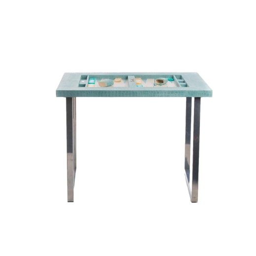 Table de Backgammon en Cuir - Effet Alligator - Pieds Métal en U