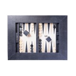 Table de Backgammon en Cuir - Effet Alligator - Pieds Métal en X