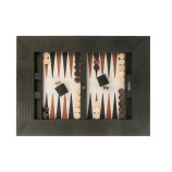 Table de Backgammon en Cuir - Effet Alligator - Pieds Métal en X