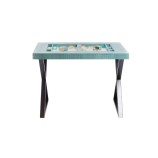 Table de Backgammon en Cuir - Effet Alligator - Pieds Métal en X