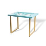Table de Backgammon en Cuir - Effet Buffle - Pieds Métal en U