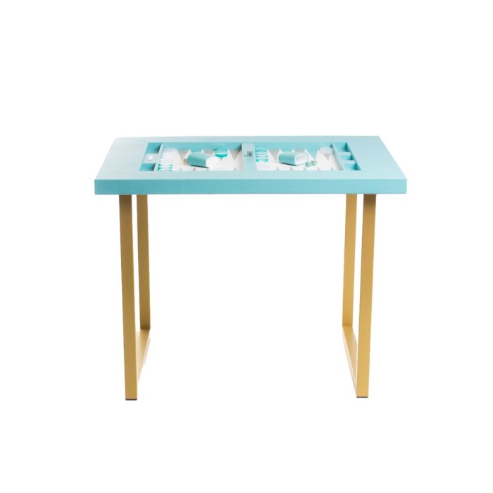 Table de Backgammon en Cuir - Effet Buffle - Pieds Métal en U