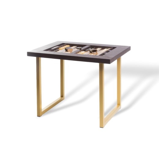 Table de Backgammon en Cuir - Effet Buffle - Pieds Métal en U