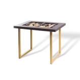 Table de Backgammon en Cuir - Effet Buffle - Pieds Métal en U
