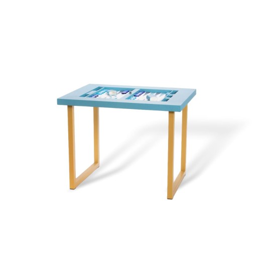 Table de Backgammon en Cuir - Effet Buffle - Pieds Métal en U