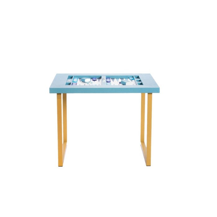 Table de Backgammon en Cuir - Effet Buffle - Pieds Métal en U