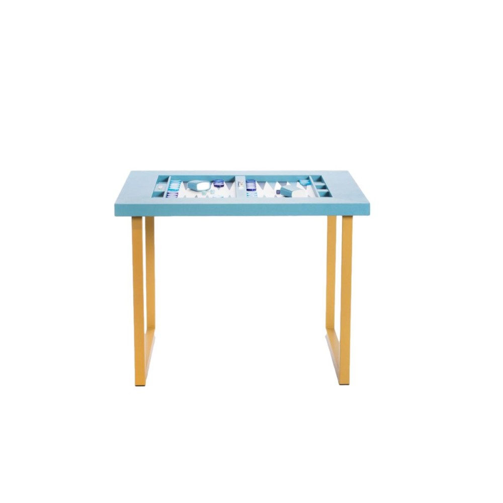 Table de Backgammon en Cuir - Effet Buffle - Pieds Métal en U
