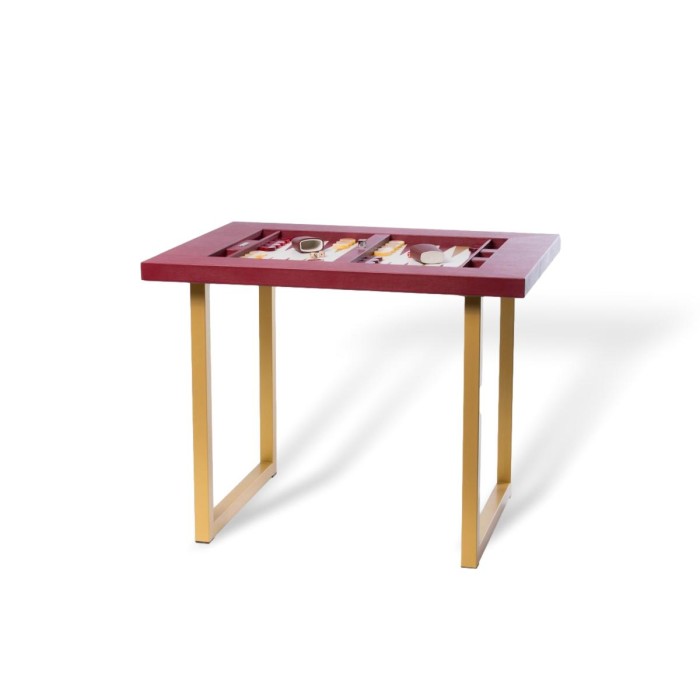 Table de Backgammon en Cuir - Effet Buffle - Pieds Métal en U