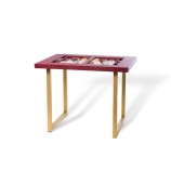Table de Backgammon en Cuir - Effet Buffle - Pieds Métal en U