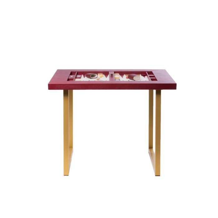 Table de Backgammon en Cuir - Effet Buffle - Pieds Métal en U