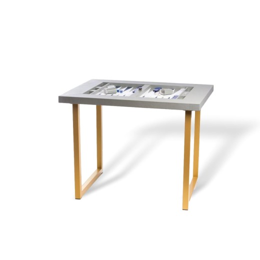 Table de Backgammon en Cuir - Effet Buffle - Pieds Métal en U