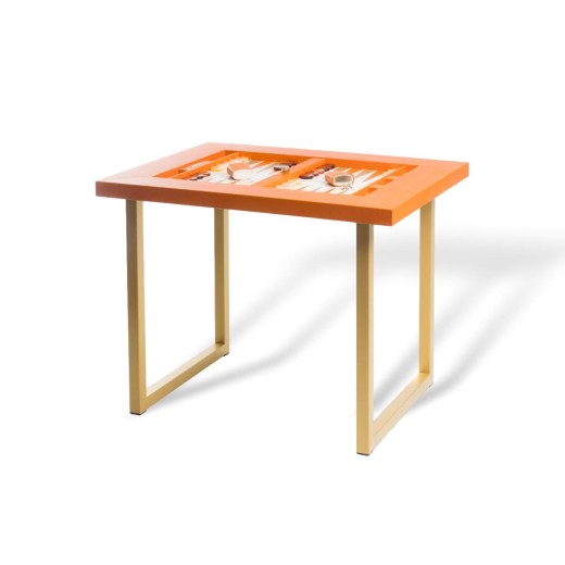 Table de Backgammon en Cuir - Effet Buffle - Pieds Métal en U