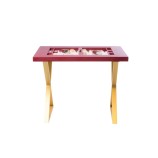 Table de Backgammon en Cuir - Effet Buffle - Pieds Métal en X